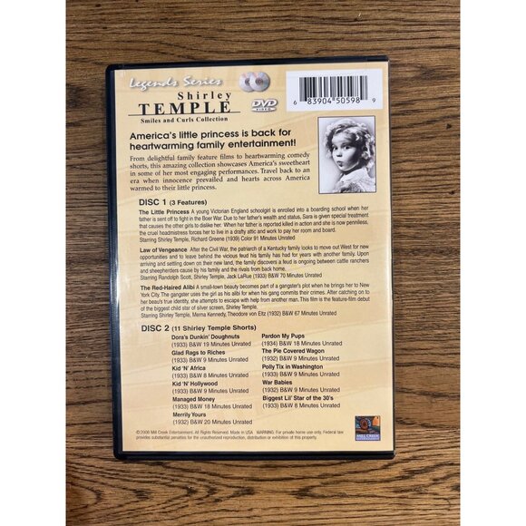Shirley Temple Smiles & Curls Collection 3 Classic Movies & 11 Short Film DVDs - Picture 4 of 4